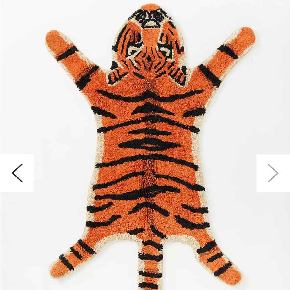 Tiger Face Shag Rug Accent - Bold Orange & Black